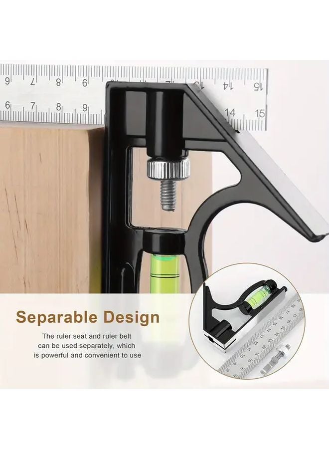 2pcs Adjustable Combination Try Square Tool 150 300mm with Spirit Level Marking Needle - Image 4