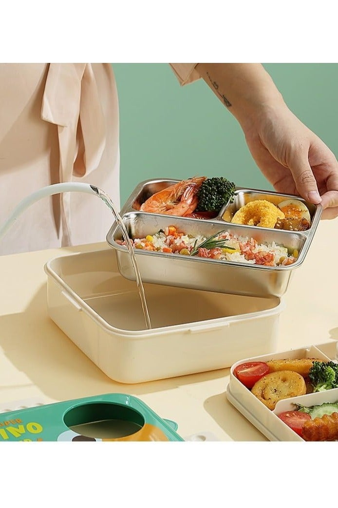 موبكوس صندوق غداء موبكوس للأطفال معزول من الفولاذ المقاوم للصدأ - صندوق بينتو مزدوج مانع للتسرب مع ملعقة ووعاء حساء وآمن للغسل في غسالة الأطباق، للمدرسة أو السفر - مثالي للأطفال (أصفر ديناصور) - Image 5