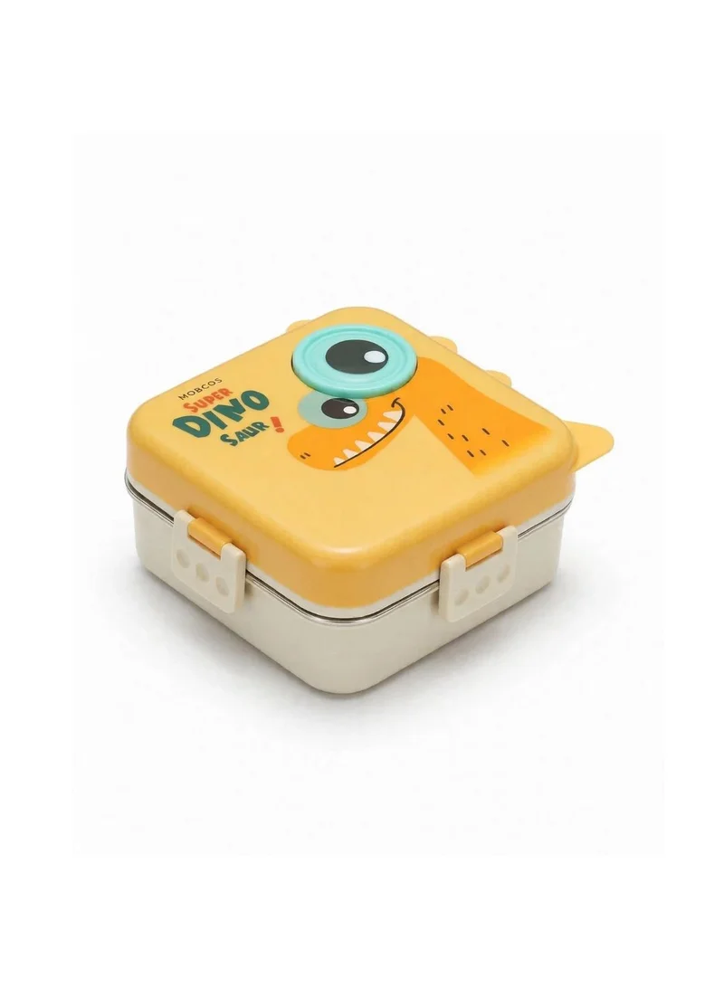 Mobcos Mobcos Kids Lunch Box Stainless Steel Insulated – Double Decker Leakproof Bento Box with Spoon, Soup Bowl, Dishwasher Safe, for School or Travel– Ideal for Children (Dino Yellow)