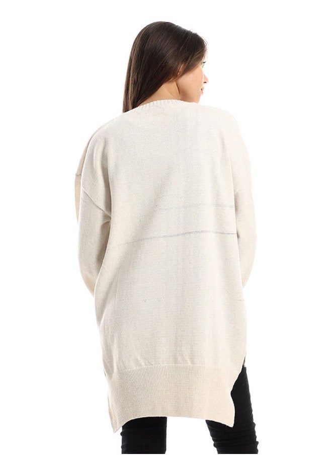 Andora - Round Cole Off-White High Low Slip On Pullover - Image 1