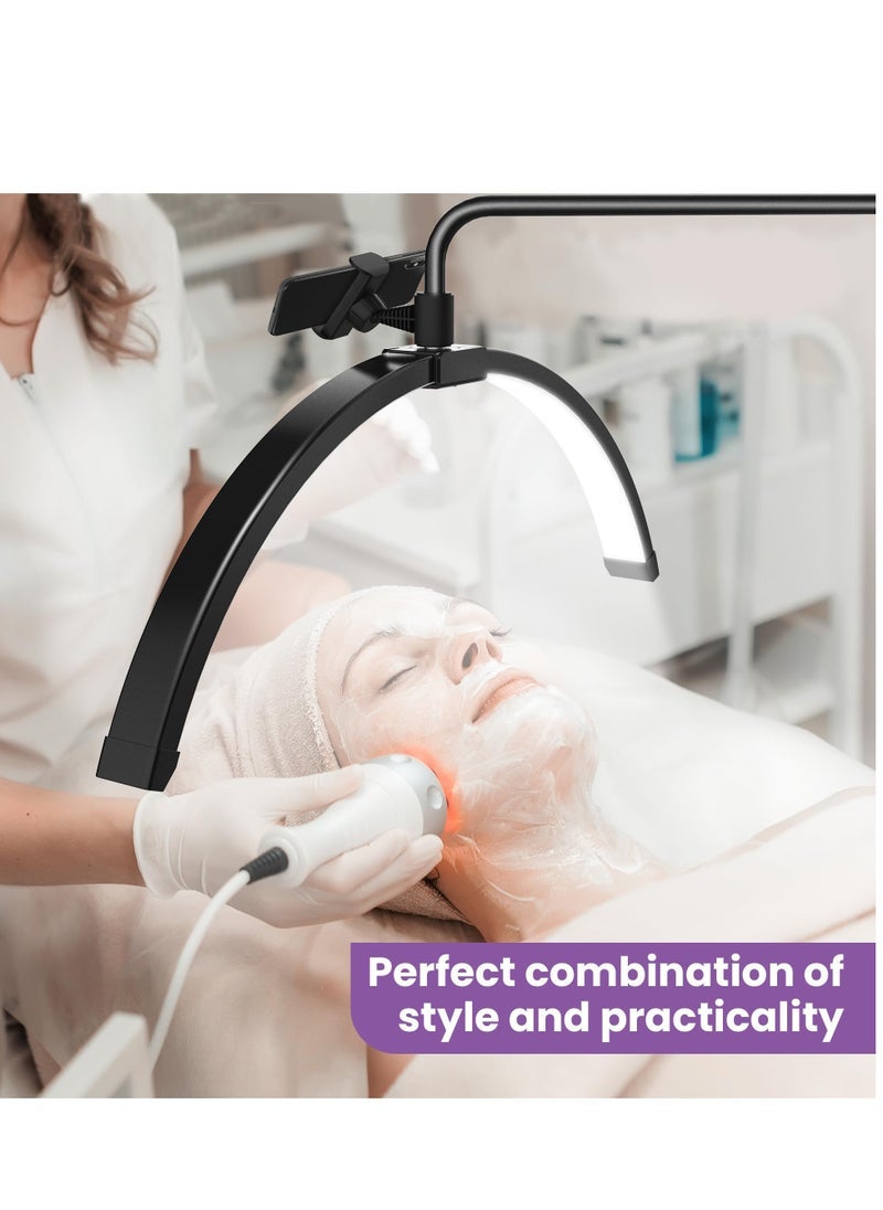 XiuWoo Eyelash LED Floor Light Half Moon Lamp with Tray and Phone Stand for Lash Extension Lighting for Beauty Skincare Lashes Eyebrows Filming Content Creation with Adjustable Brightness & Height - Image 3