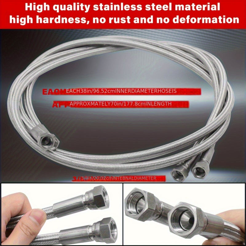 XTY-00073 70 Inch Stainless Steel Braided Transmission Cooler Hose Compatible with 700R4 4L60 4L60E 4L65E 4L80E - Image 1