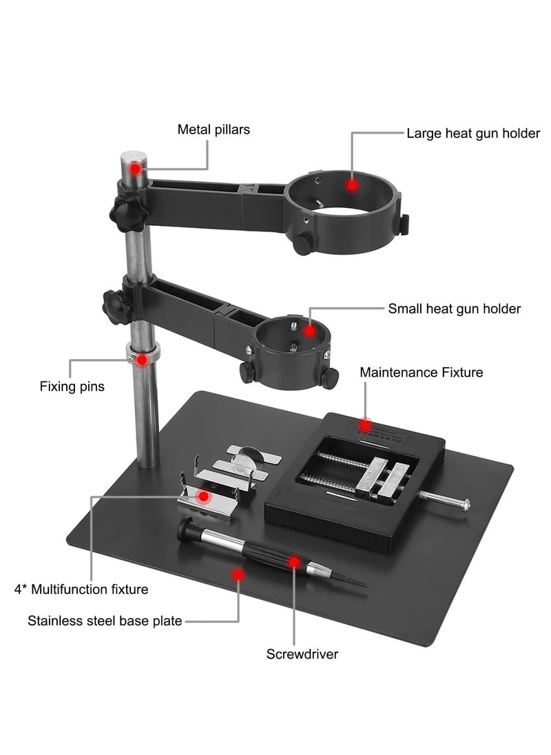 Hot Air Gun Holder Stand, Multi-Function 360° Rotated Height Adjustable Brackets for BGA SMD Rework Soldering Station