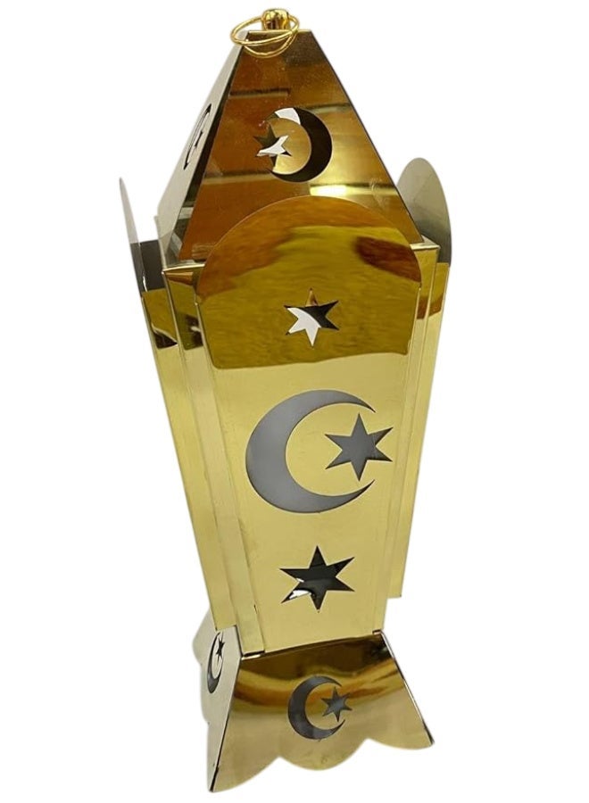 Ramadan Lantern Decorative Metal Modern Design Shiny Gold Islamic Theme Heritage - Image 1