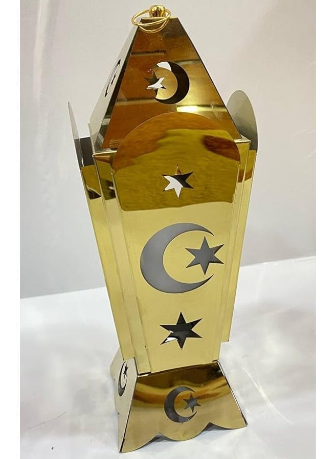 Ramadan Lantern Decorative Metal Modern Design Shiny Gold Islamic Theme Heritage - Image 2