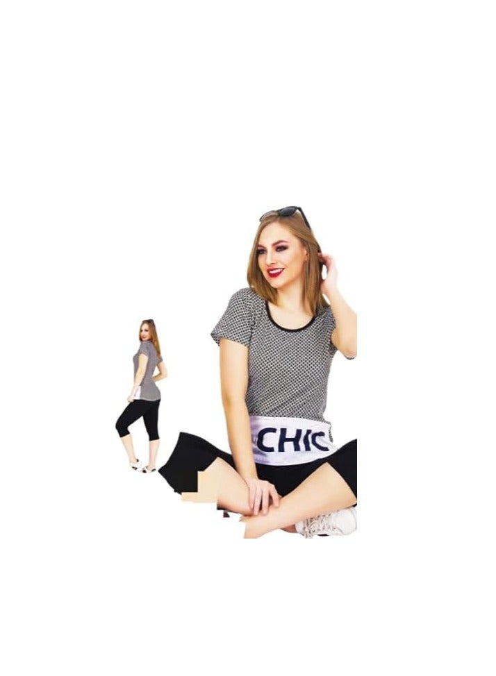 Teknur Women's Pajama Set – One Size Fits S-M-L, Made from Cotton & Lycra for Ultimate Comfort and a Stylish Look, Made in Turkey 