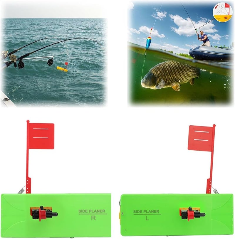 2 قطعة خضراء لوحات تخطيط جانبية سريعة القبض والإطلاق للصيد بالقوارب الجرية - Image 1