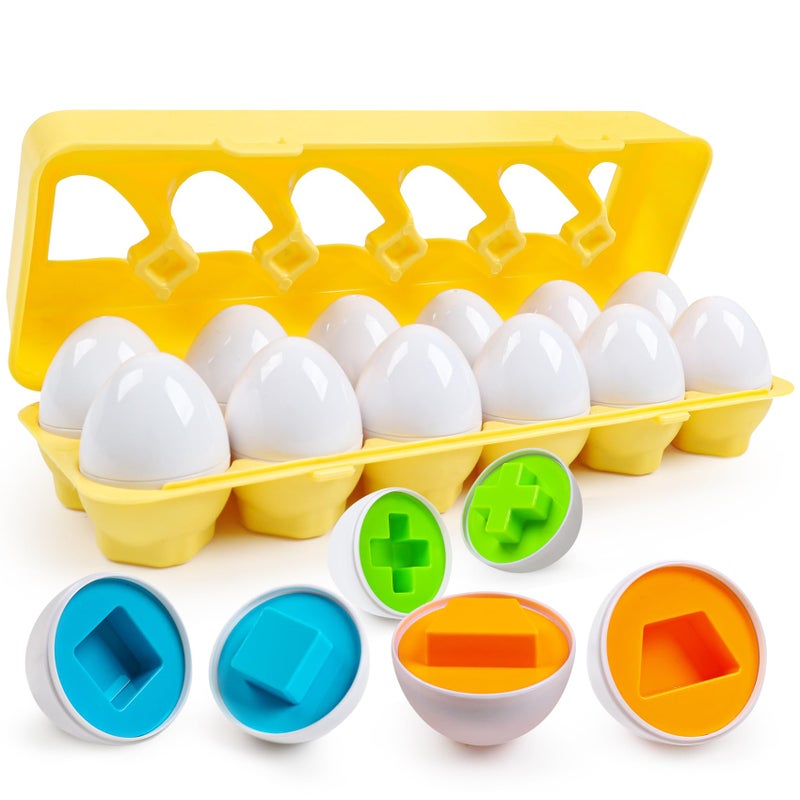 FQKIOMY Toddler Eggs ToysMontessori Geometric Egg Early Fine Motor Skills Learning Color Sorting Shape Sorter Matching Game Easter Basket Stuffers Toys for Kids Boys Girls Ages 13 - Image 3