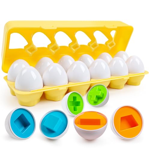 FQKIOMY Toddler Eggs ToysMontessori Geometric Egg Early Fine Motor Skills Learning Color Sorting Shape Sorter Matching Game Easter Basket Stuffers Toys for Kids Boys Girls Ages 13 - Image 1