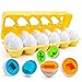 FQKIOMY Toddler Eggs ToysMontessori Geometric Egg Early Fine Motor Skills Learning Color Sorting Shape Sorter Matching Game Easter Basket Stuffers Toys for Kids Boys Girls Ages 13 - Image 2