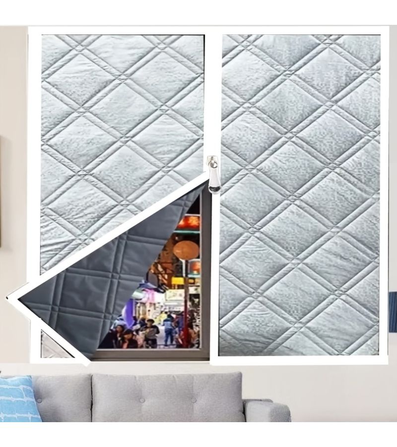 White Zipper Thermal Winter Curtains Windproof Light Blocking Soundproof 59x59in - Image 1