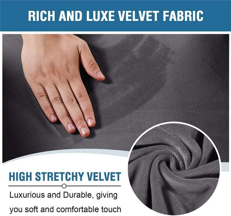 LINGKY 4-Piece Velvet Recliner Sofa Covers - Gray - Image 3