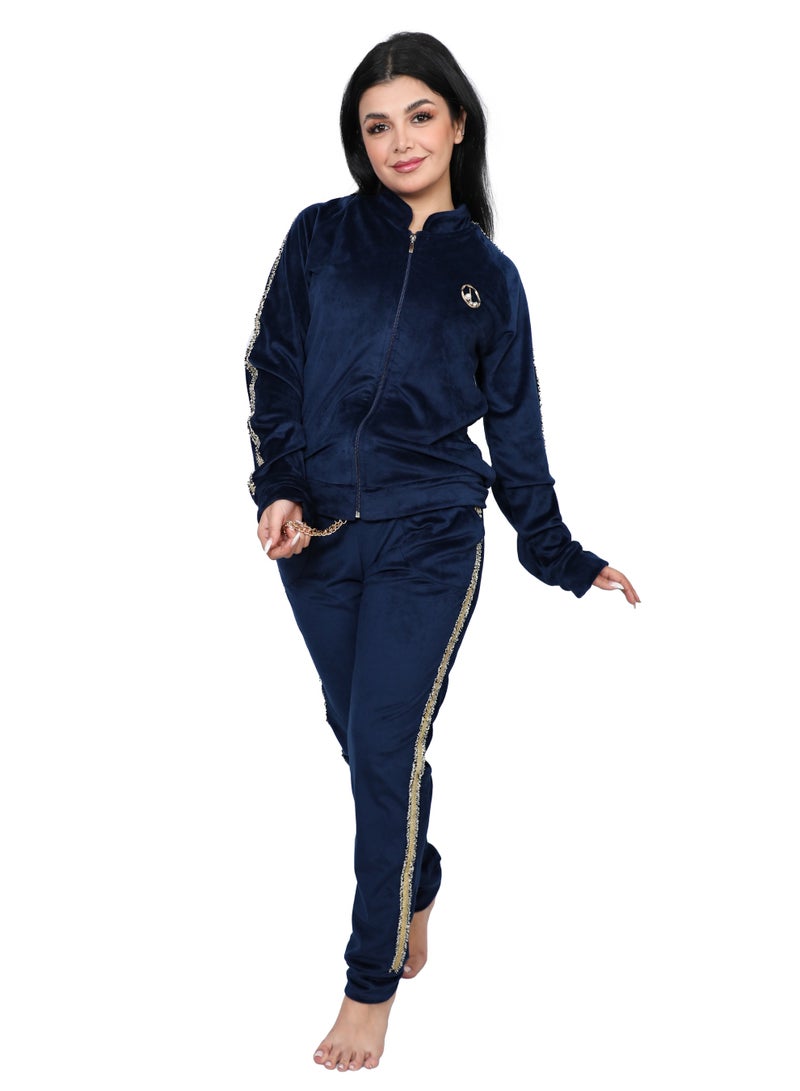 دعدوش  بيجامة شتوي قطيفة خرافية ، بيجامة مخمل للنساء من دعدوش - Image 1