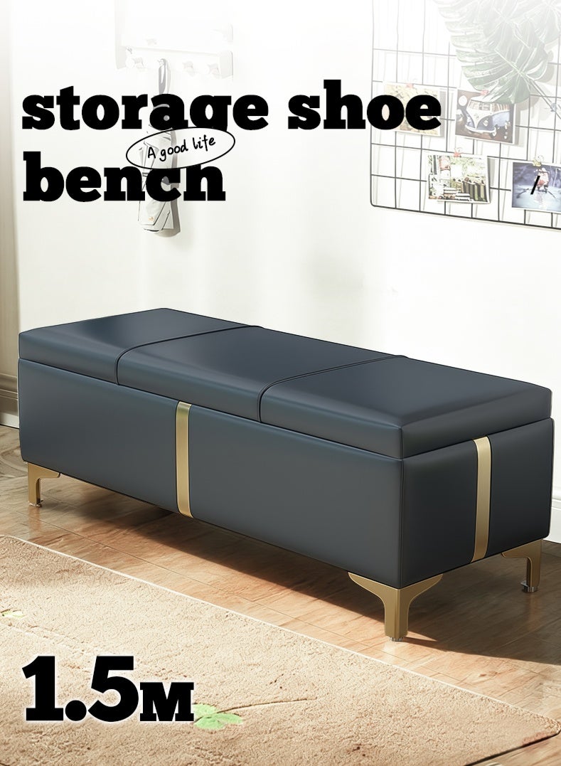 Storage Bench with Metal Legs Ottoman Upholstered Bench Perfect for End of Bed Seating And Storage in Bedroom, Living Room, And Entryway(150cmx40cmx30cm) - Image 2