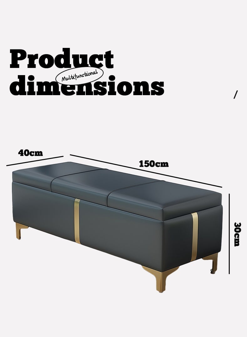Storage Bench with Metal Legs Ottoman Upholstered Bench Perfect for End of Bed Seating And Storage in Bedroom, Living Room, And Entryway(150cmx40cmx30cm) - Image 5