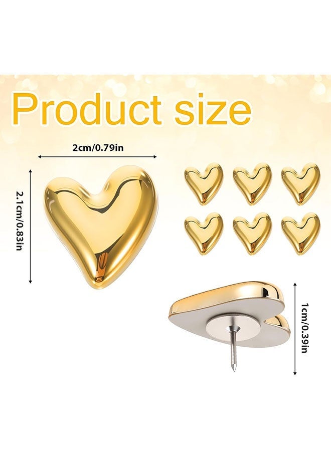 30 Pcs Gold Heart Push Pins, Cute Decorative Thumb Tacks, Metal Push Pins for Cork Board Maps Photos Posters Home Office School Supplies - Image 2