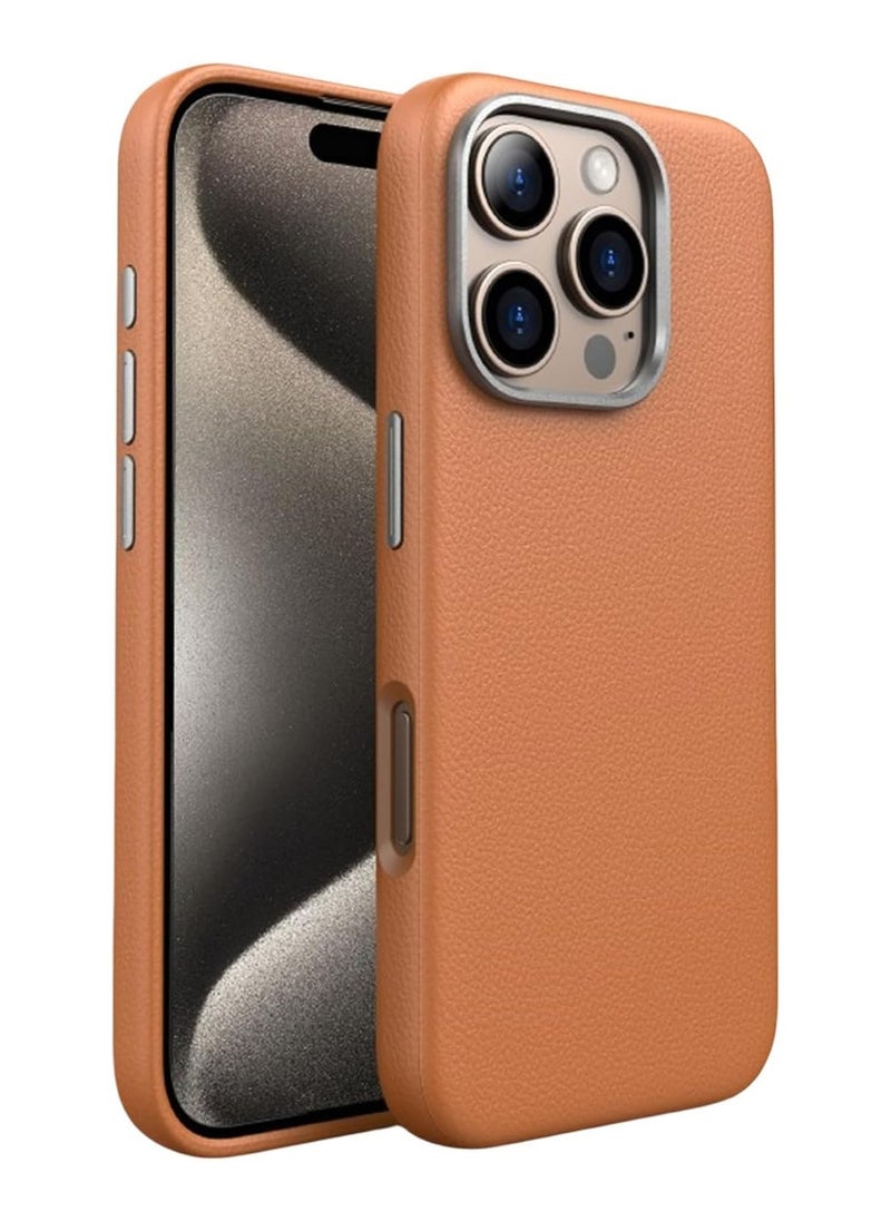 Generic - iPhone 15pro max ,with Metal Camera Protection Compatible with Handmade Genuine Italian Leather Ultra Thin Non-Slipping Scratch Free Case (silver) - Image 1