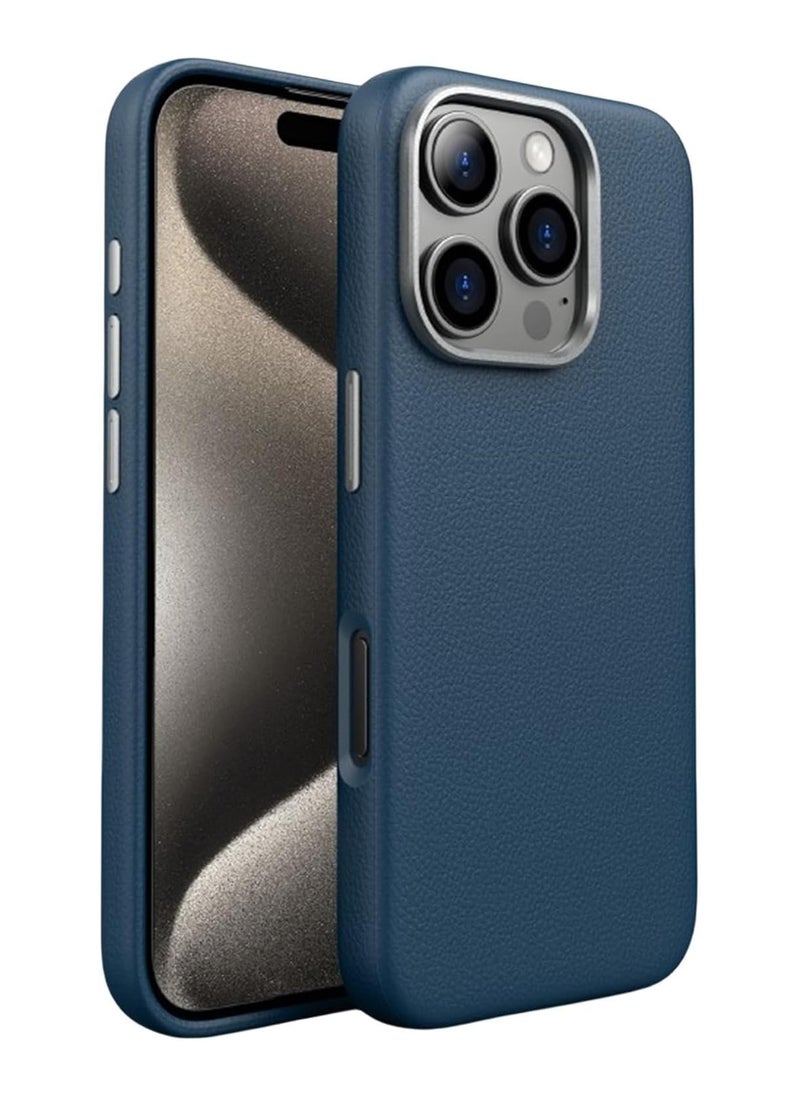 Generic - iPhone 15pro max ,with Metal Camera Protection Compatible with Handmade Genuine Italian Leather Ultra Thin Non-Slipping Scratch Free Case (silver) - Image 1