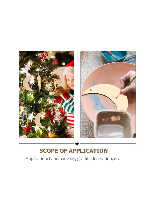 20pcs Moon Wood Cutouts Moon Shaped Unfinished Wood Slices Predrilled Blank Wood Crafts Chips Tags Embellishments Ornament for DIY Pendant Hanging Decor 7CM - Image 2