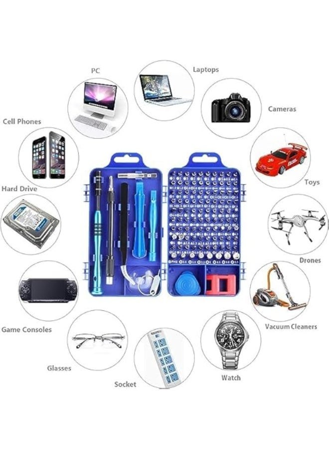 Cazadora Precision Screwdriver Set – 110-in-1 Professional Magnetic Multi-Function Repair Toolkit for Electronics | Ultimate Precision & Durability for Laptops, Smartphones (iPhone, Android), Tablets (iPad), PCs, Cameras & Small Appliances | Alloy-Steel Bits, Ergonomic Magnetic Driver, Compact Portable Organizer Case, Anti-Slip Handle, Ideal for Technicians, Hobbyists & Home Repair — Compatible with Noon KSA Standards, Reliable for Service Centres and DIY Repairs, Blue Finish, Lightweight 0.5 kg, Perfect Gift for Electronics Repair Enthusiasts and Professional Technicians - Image 5