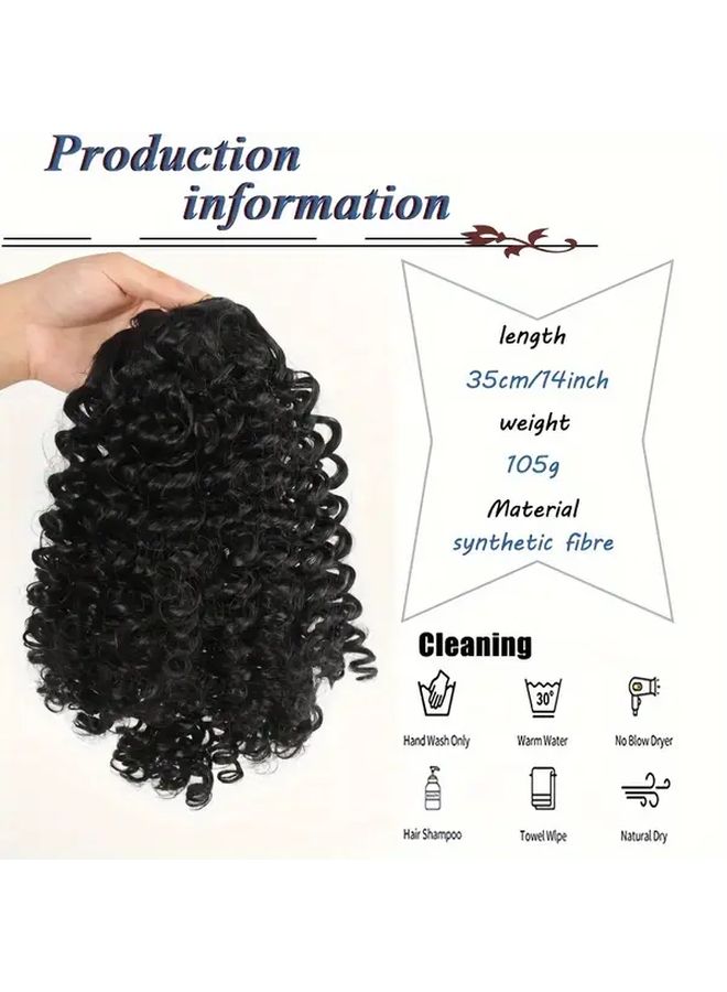 14 Inch Curly Ponytail With Drawstring Fluffy Wave Voluminous Secure Hold Updo - Image 4