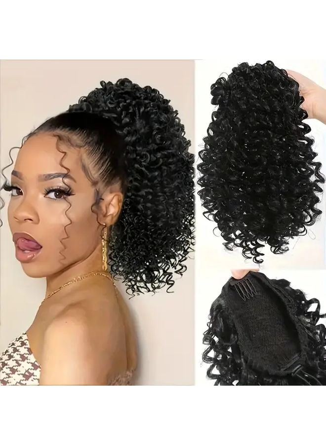14 Inch Curly Ponytail With Drawstring Fluffy Wave Voluminous Secure Hold Updo - Image 1