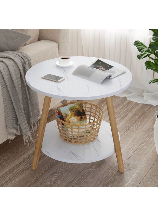 DubaiGallery Modern Round Coffee Table with Wooden Finish & Storage Shelf 48×40×52cm - Image 4