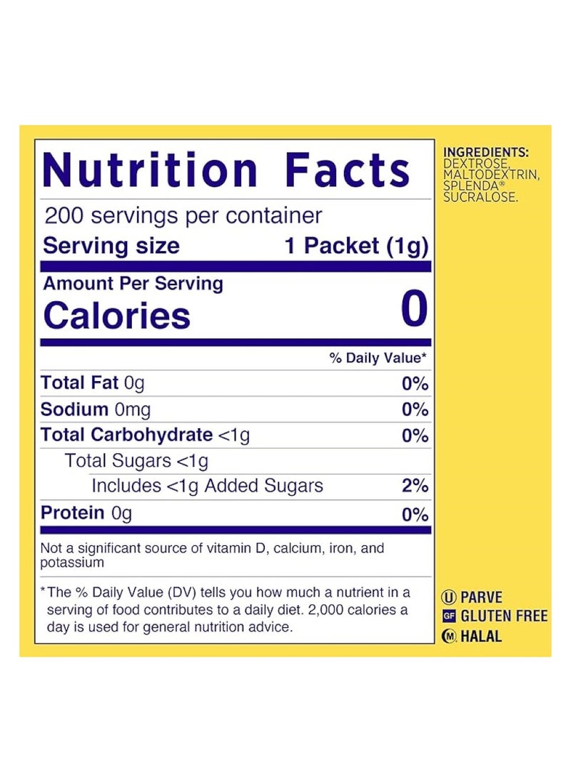 Splenda - No Calorie Sweetener Granules 200 Count Packets - Image 1