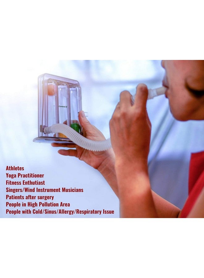 Control D جهاز قياس التنفس 3 كرات، جهاز تمارين الرئة الصحي، قابل للغسل، جهاز تنفس، عبوة من 1، متعدد الألوان - Image 4