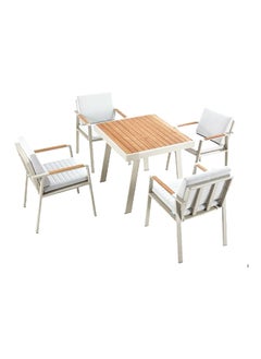 HIGOLD 5-Piece 4-Seater UV-Resistant Outdoor Dining Set White and Brown 87.22 x 87.22 x 87.22 cm 680160  - Image 1