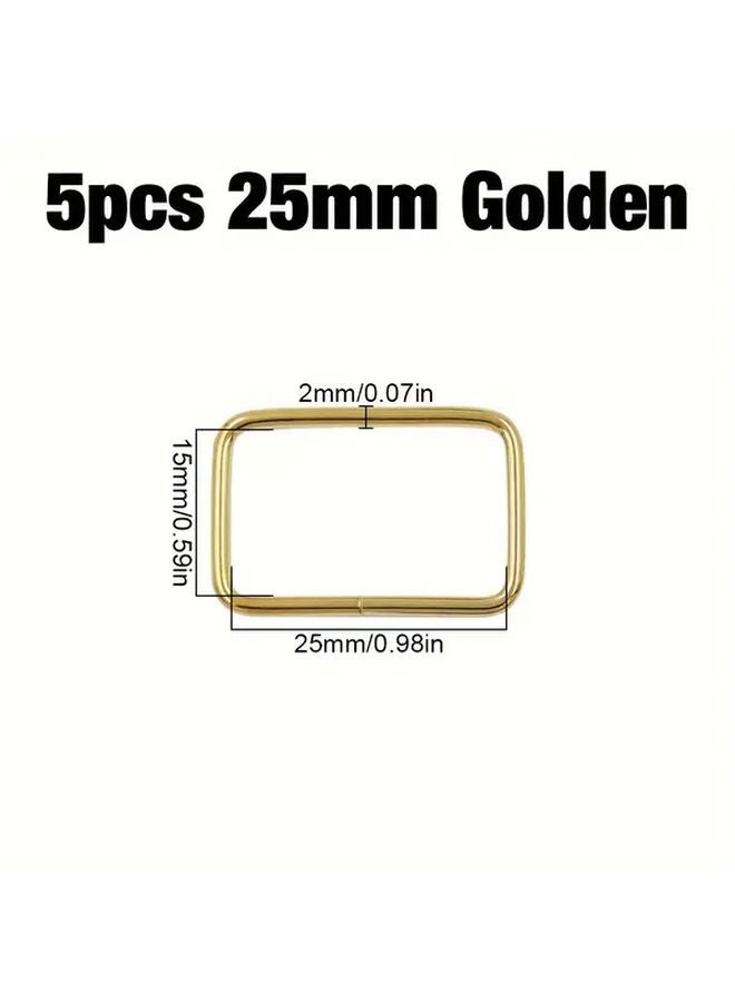 5pcs 25mm Golden Metal Square Buckles For Bags Wallets Luggage Straps - Image 1