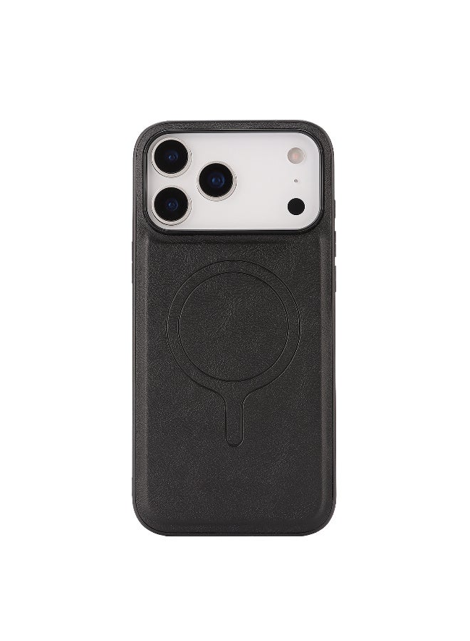 High Quality TPU + PU Strong Magnet Case for iPhone 17 Pro Max Magnetic Cases - Black - Image 1