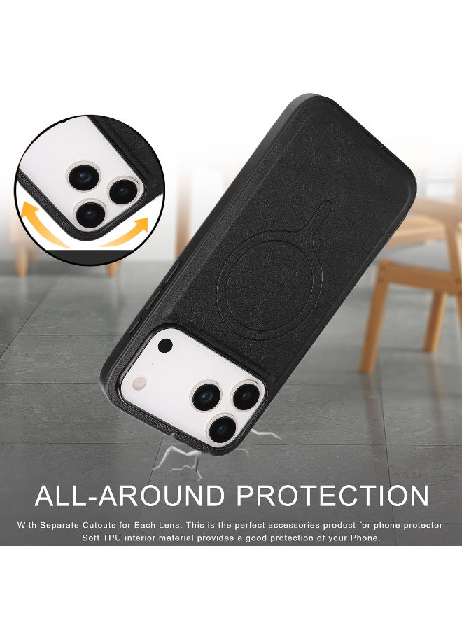 High Quality TPU + PU Strong Magnet Case for iPhone 17 Pro Max Magnetic Cases - Black - Image 2
