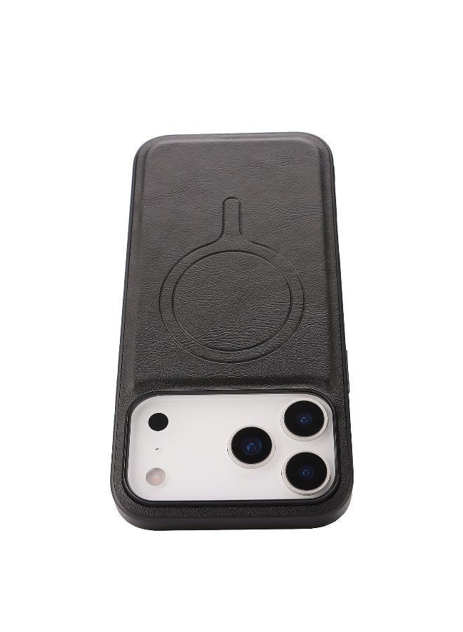 High Quality TPU + PU Strong Magnet Case for iPhone 17 Pro Max Magnetic Cases - Black - Image 5