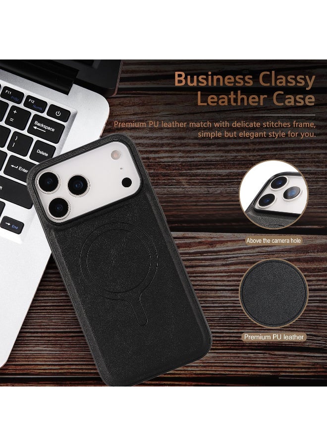 High Quality TPU + PU Strong Magnet Case for iPhone 17 Pro Max Magnetic Cases - Black - Image 3
