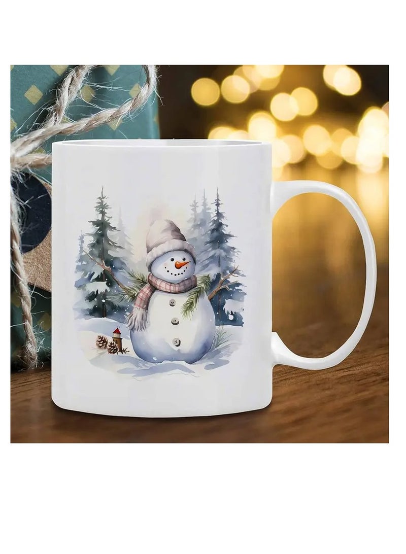RYN Merry Christmas 11oz Ceramic Coffee Mug - Snowman Design, Perfect Gift for Friends, Family, and Coworkers - Ideal for Xmas & New Year Decor - Image 1