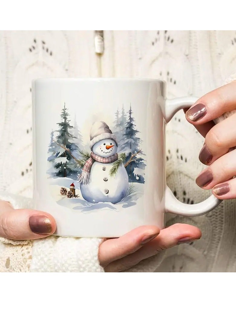 RYN Merry Christmas 11oz Ceramic Coffee Mug - Snowman Design, Perfect Gift for Friends, Family, and Coworkers - Ideal for Xmas & New Year Decor - Image 3