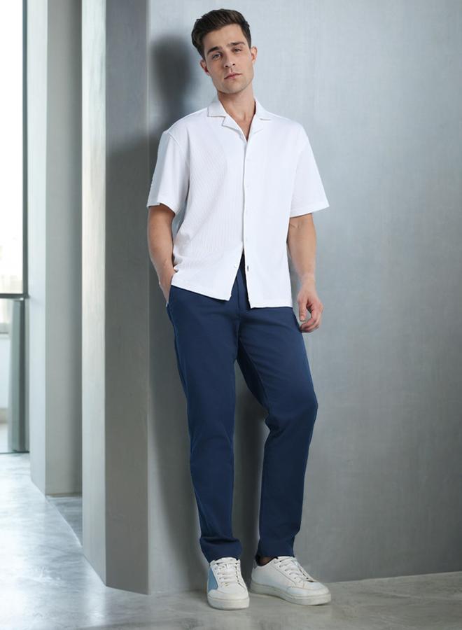 Dennis Lingo White Relaxed Fit Cuban Collar Half Sleeve Shirt For Men Tailored From Textured 100% Poly  - Image 1
