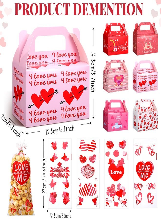 ReliThick 80 Pack Valentine's Day Treat Box with Valentines Cellophane Treat Bags Heart Valentines Day Boxes Goodie Bags Cookie Candy Boxes for Treats Valentine Gift Bag for Party (Chic) - Image 2