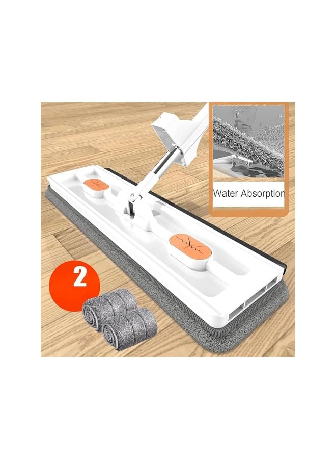 PROMASS Large Flat Mop For Wet And Dry Use, 360°Rotating Microfiber Mop, Adjustable Stainless Steel Long Handle With Washable Microfiber Pads, Dust Mop With Dewatering Scraper For Floor Cleaning (Size : Whit - Image 3