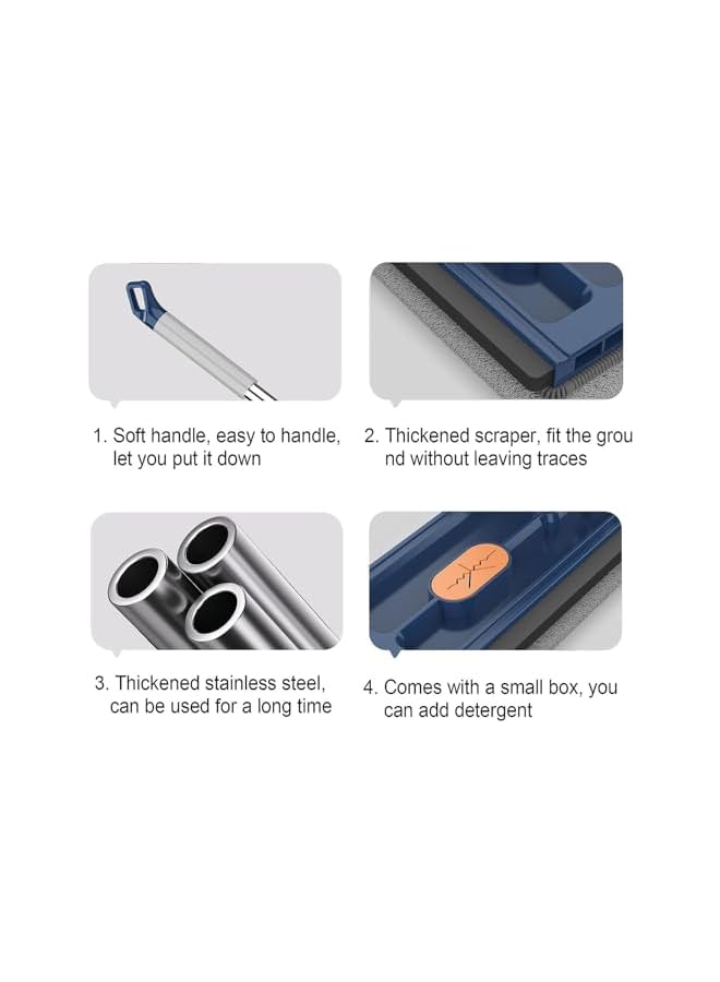 PROMASS Large Flat Mop For Wet And Dry Use, 360°Rotating Microfiber Mop, Adjustable Stainless Steel Long Handle With Washable Microfiber Pads, Dust Mop With Dewatering Scraper For Floor Cleaning (Size : Whit - Image 5