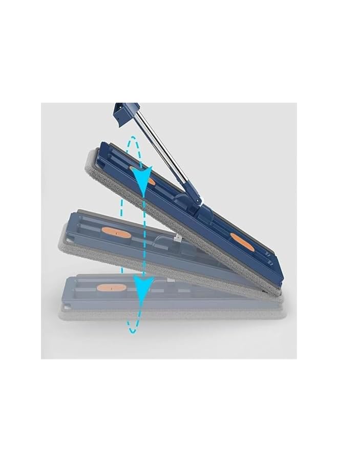 PROMASS Large Flat Mop For Wet And Dry Use, 360°Rotating Microfiber Mop, Adjustable Stainless Steel Long Handle With Washable Microfiber Pads, Dust Mop With Dewatering Scraper For Floor Cleaning (Size : Whit - Image 2