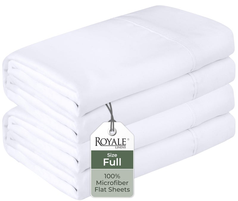 ROYALE LINENS Royale Linens 2 Pack Bulk Flat Sheet Set  Top Sheets  Soft 1800 Microfiber  Wrinkle  Stain Resistant  for Hotel Massage Table Hospital Dorm  Full Flat Sheet Sold Separately Full White 
