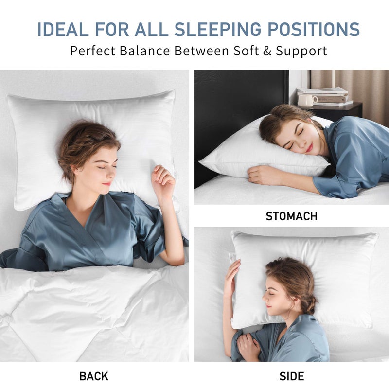 downluxe Down Alternative Pillows King Size Set of 2 - Hotel Collection Soft Bed Pillows for Sleeping, Perfect for Side, Back and Stomach Sleepers, 20 X 36 - Image 5