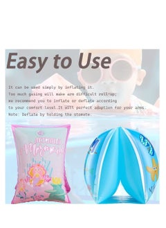 نيبمينينت Children's Swimming Armbands Motif with Mermaids Roll-Up Inflatable Swim Floater Sleeves Training Aid Baby Float Arm Bands Kids Ring Pool Water Toy Accessories for Boys Girls 2-6 Years  - Image 3
