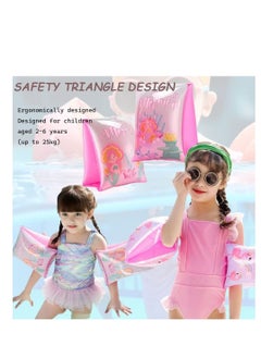 نيبمينينت Children's Swimming Armbands Motif with Mermaids Roll-Up Inflatable Swim Floater Sleeves Training Aid Baby Float Arm Bands Kids Ring Pool Water Toy Accessories for Boys Girls 2-6 Years  - Image 2