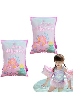 نيبمينينت Children's Swimming Armbands Motif with Mermaids Roll-Up Inflatable Swim Floater Sleeves Training Aid Baby Float Arm Bands Kids Ring Pool Water Toy Accessories for Boys Girls 2-6 Years  - Image 1