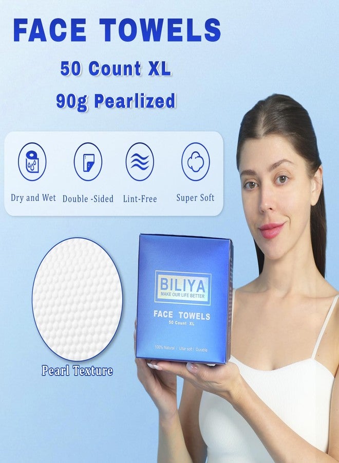 BILIYA XL Disposable Face Towels,100% Biodegradable,Ultra Soft Makeup Remover Wipes for Sensitive Skin, 10 x 12 "50 Ct, 1 pack - Image 2
