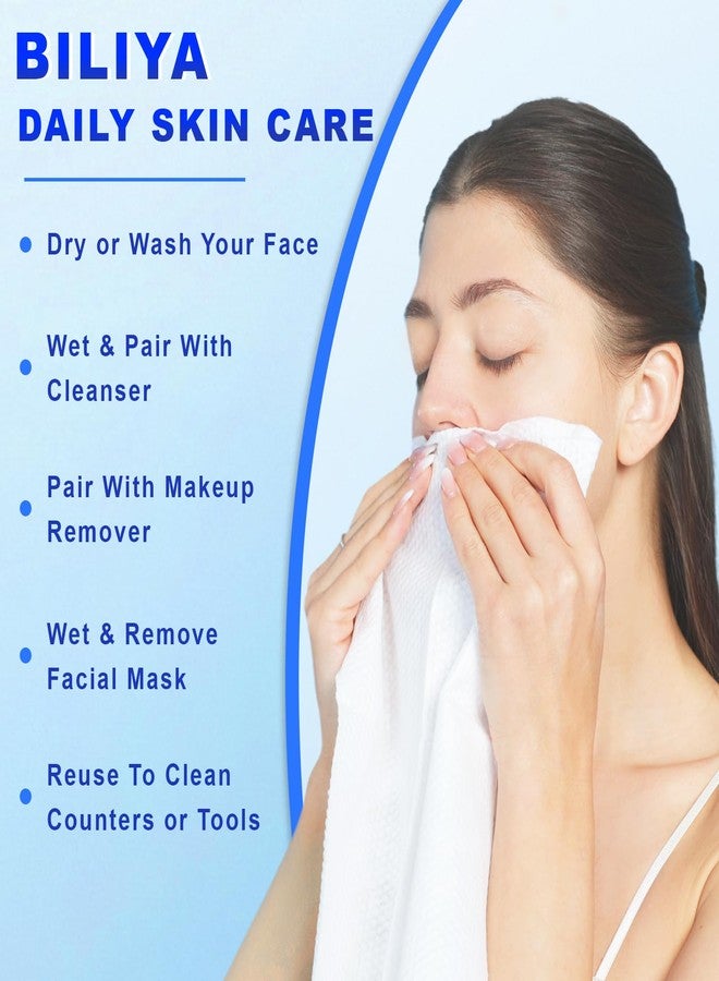 BILIYA XL Disposable Face Towels,100% Biodegradable,Ultra Soft Makeup Remover Wipes for Sensitive Skin, 10 x 12 "50 Ct, 1 pack - Image 5