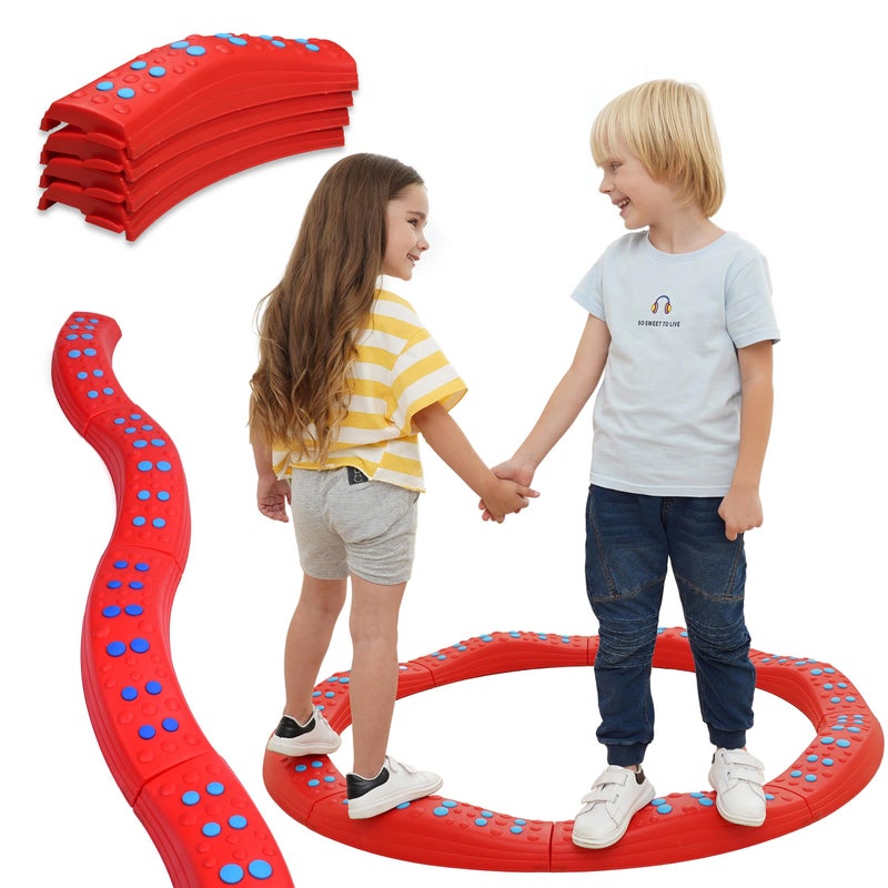 Special Supplies Wavy Circle Balance Beams Stepping Stones for Kids 8 Pc Set NonSlip Textured Surface and Slip Resistant Floor Rubber Edges Promote Agility Strength Active Play - Image 2